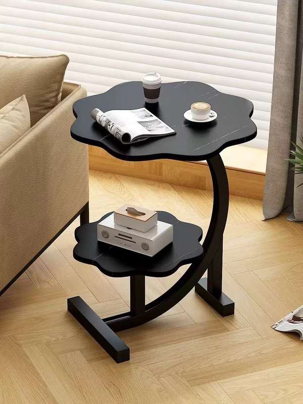 Modern Stylish C Shape Round Sofa Side Table 2 Layers