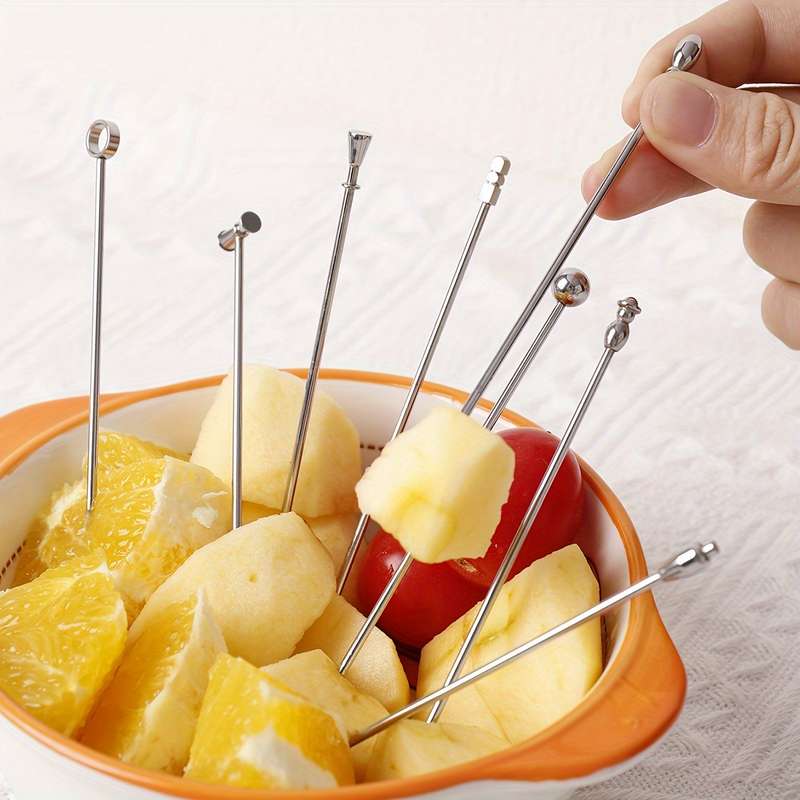 8-Piece Stainless Steel Cocktail Fruit Picks