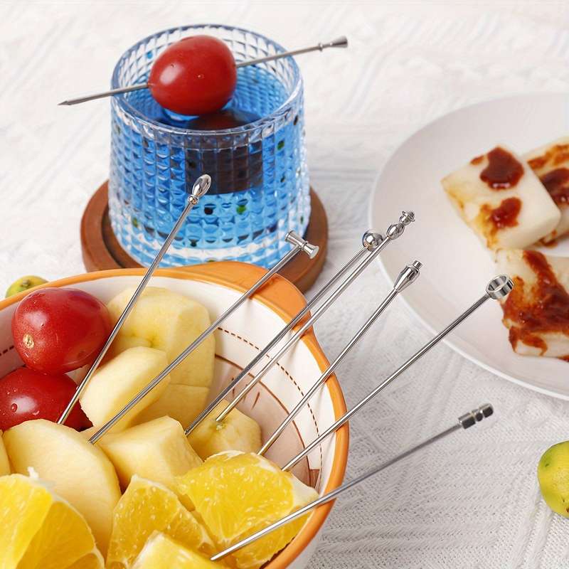 8-Piece Stainless Steel Cocktail Fruit Picks