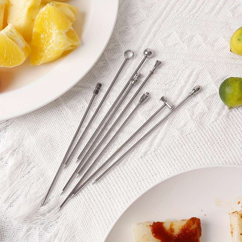 8-Piece Stainless Steel Cocktail Fruit Picks