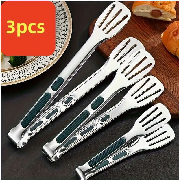 3pc Durable Stainless Steel Tongs