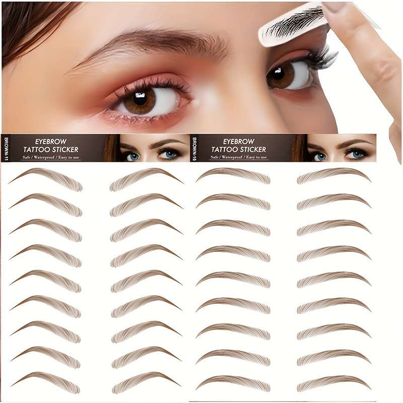 Brown Eyebrow Tattoo Stickers