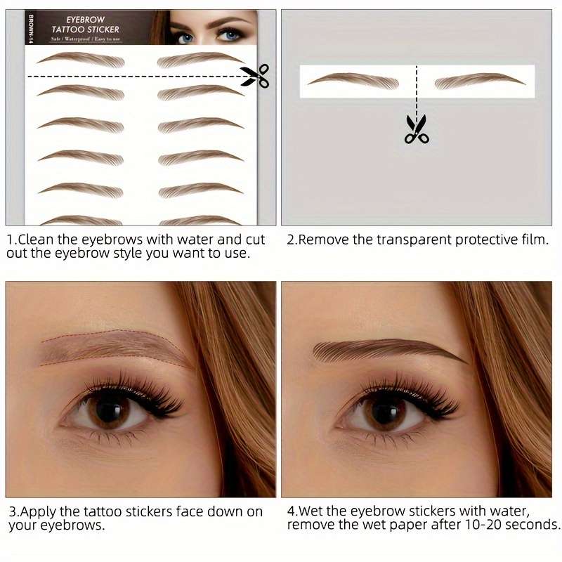 Brown Eyebrow Tattoo Stickers