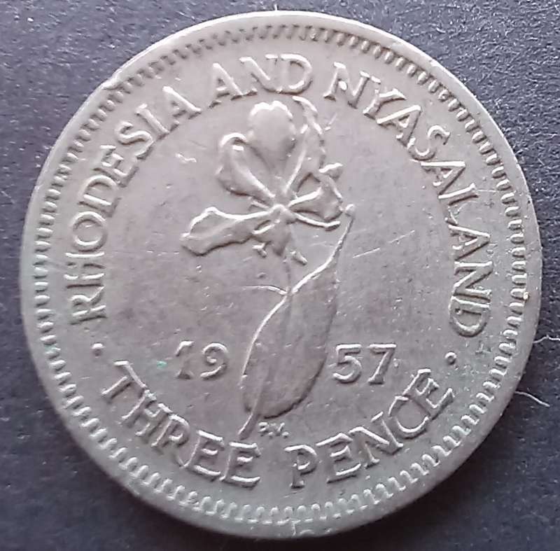 Rhodesia & Nyasaland 1957 Three pence