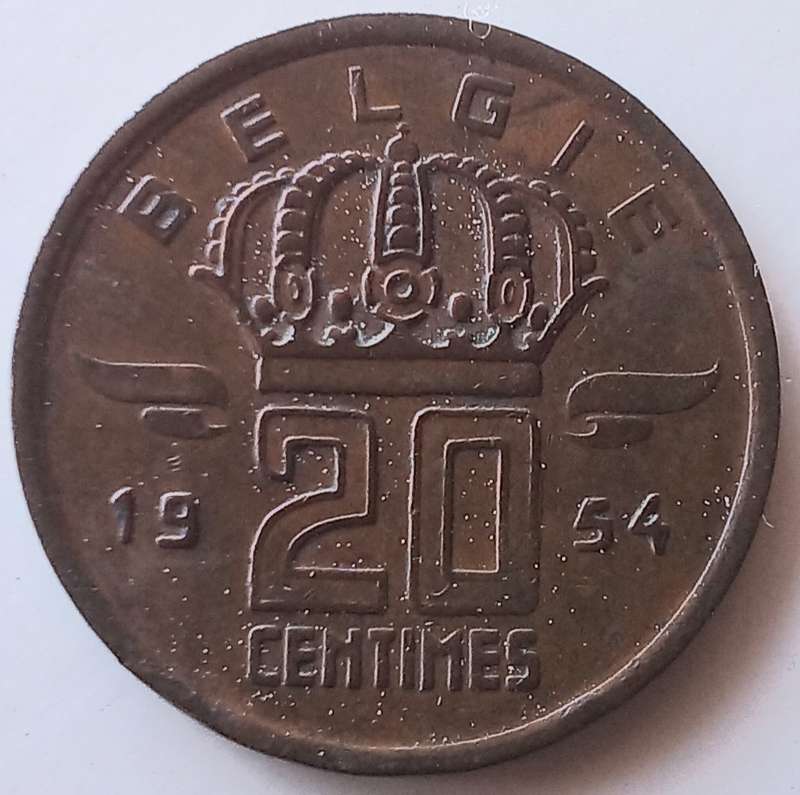Belguim 1954 20 Centimes