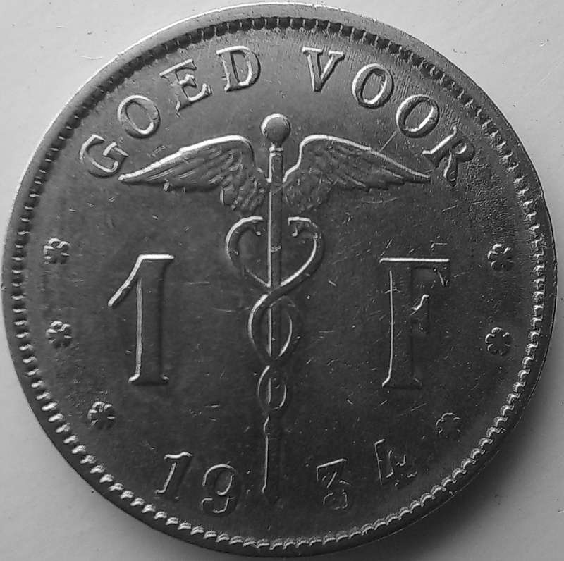 Belguim 1934 1 Franc