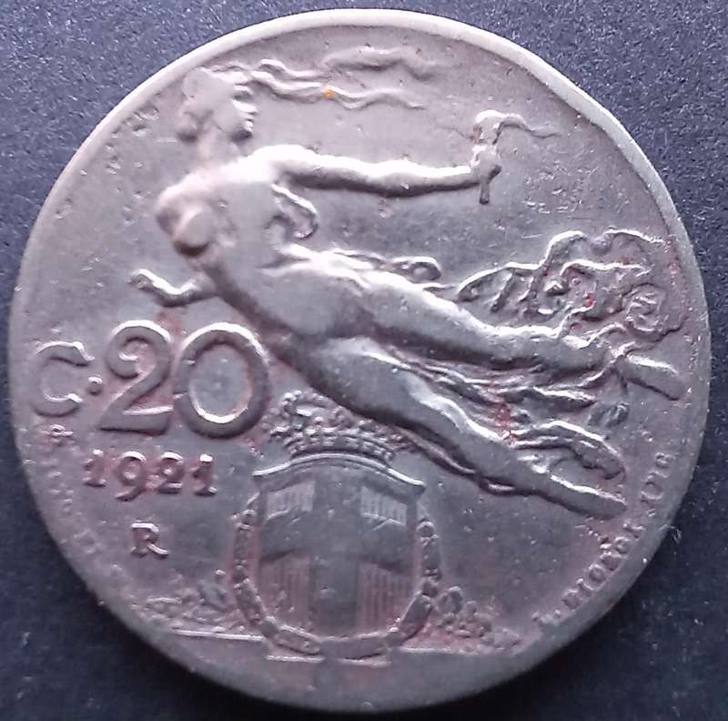 Italy 1921 R 20 Centesimi