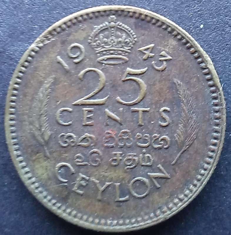Ceylon 1943 25 Cent