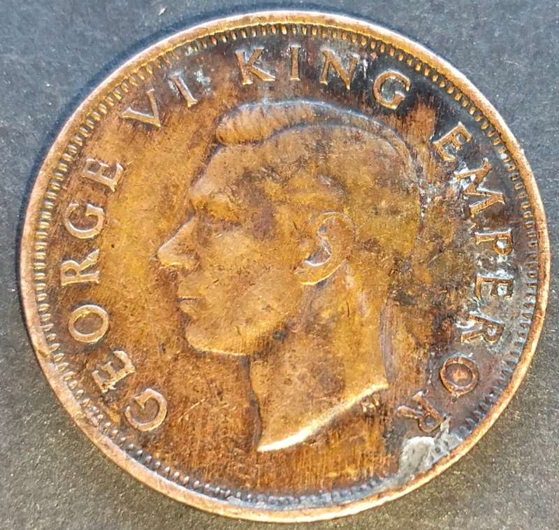 New Zealand 1945 Half Penny