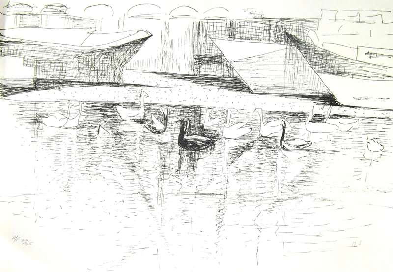 MAUD SUMNER. SEINE. A3. Hand printed litho. Limited Edition. Signed MS.
