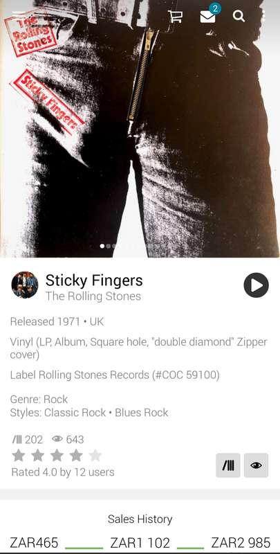 The Rolling Stones- Sticky Fingers METAL ZIP LP