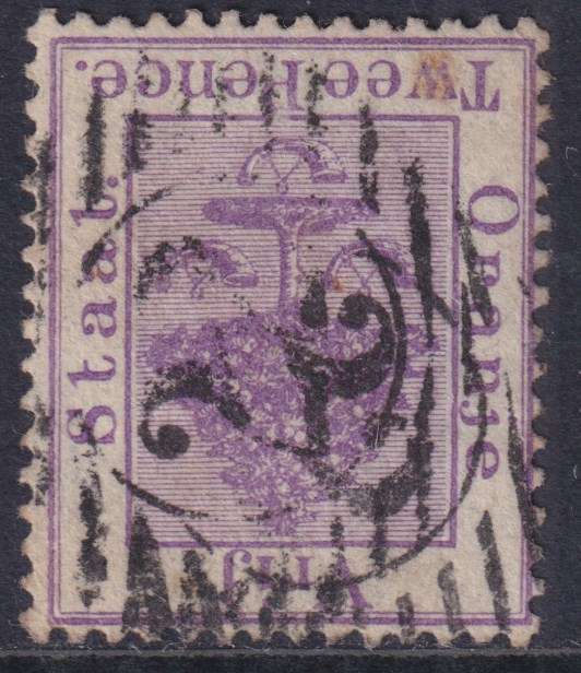 ORANGE FREE STATE no.  "22"  11-bar numeral canceller for THABA 'NCHU