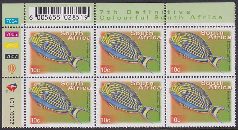 SOUTH AFRICA 2000 7th Definitive 10c control block dated 2000.11.01 (SACC 1294, MNH)