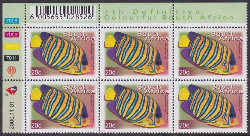 SOUTH AFRICA 2000 7th Definitive 20c control block dated 2000.11.01 (SACC 1295, MNH)