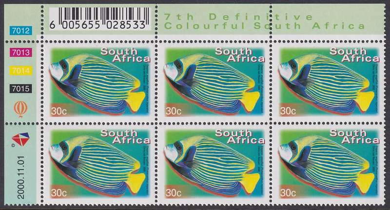 SOUTH AFRICA 2000 7th Definitive 30c control block dated 2000.11.01 (SACC 1296, MNH)
