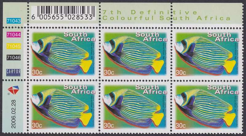 SOUTH AFRICA 2000 7th Definitive 30c control block dated 2006.02.28 (SACC 1296a, MNH)