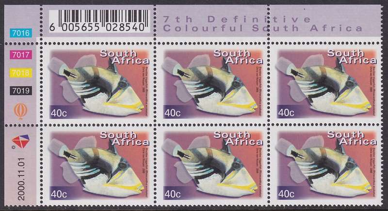 SOUTH AFRICA 2000 7th Definitive 40c control block dated 2000.11.01 (SACC 1297, MNH)
