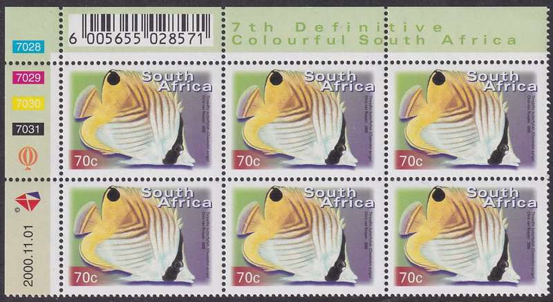 SOUTH AFRICA 2000 7th Definitive 70c control block dated 2000.11.01 (SACC 1300, MNH)