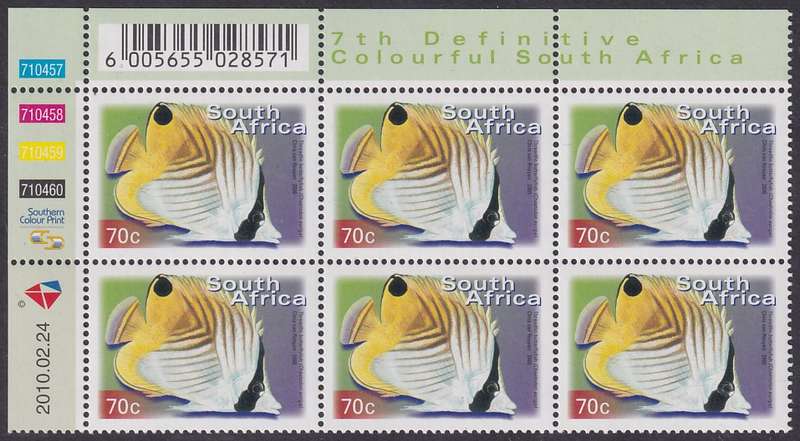SOUTH AFRICA 2000 7th Definitive 70c control block dated 2010.02.24 (SACC 1300a, MNH)
