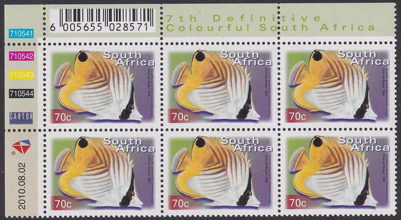 SOUTH AFRICA 2000 7th Definitive 70c control block dated 2010.08.02 (SACC 1300a, MNH)