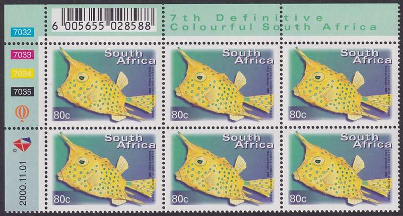 SOUTH AFRICA 2000 7th Definitive 80c control block dated 2000.11.01 (SACC 1301, MNH)