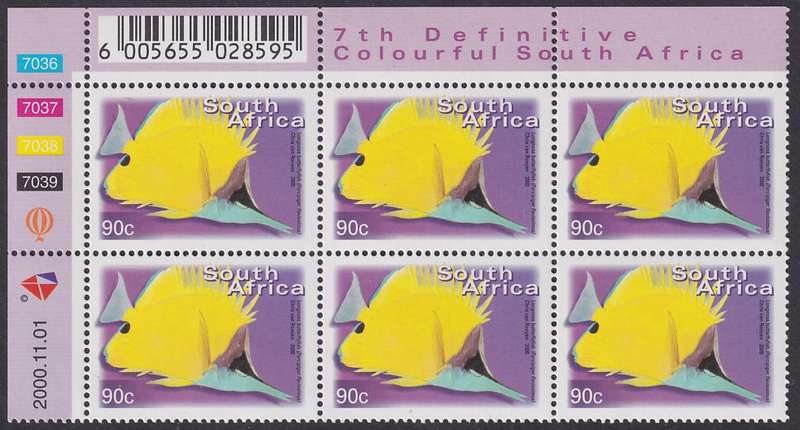 SOUTH AFRICA 2000 7th Definitive 90c control block dated 2000.11.01 (SACC 1302, MNH)