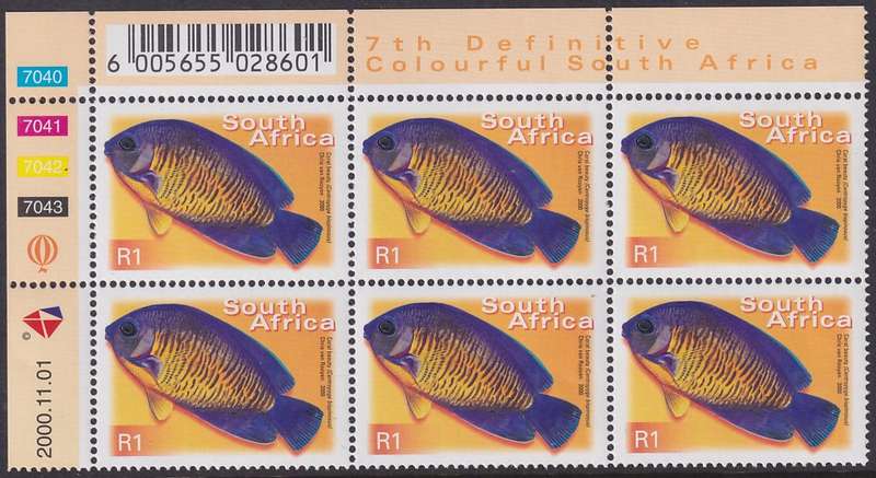 SOUTH AFRICA 2000 7th Definitive R1.00 control block dated 2000.11.01 (SACC 1303, MNH)