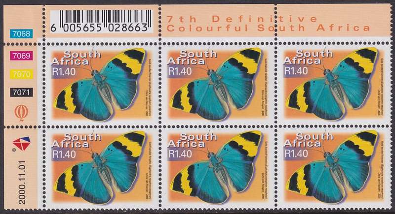 SOUTH AFRICA 2000 7th Definitive R1.40 control block dated 2000.11.01 (SACC 1309, MNH)