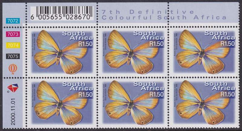 SOUTH AFRICA 2000 7th Definitive R1.50 control block dated 2000.11.01 (SACC 1310, MNH)
