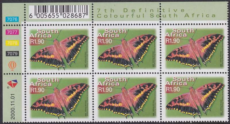 SOUTH AFRICA 2000 7th Definitive R1.90 control block dated 2000.11.01 (SACC 1311, MNH)