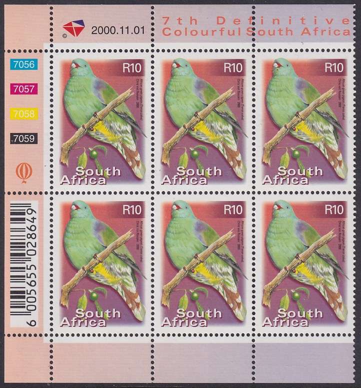SOUTH AFRICA 2000 7th Definitive R10.00 control block dated 2000.11.01 (SACC 1317, MNH)