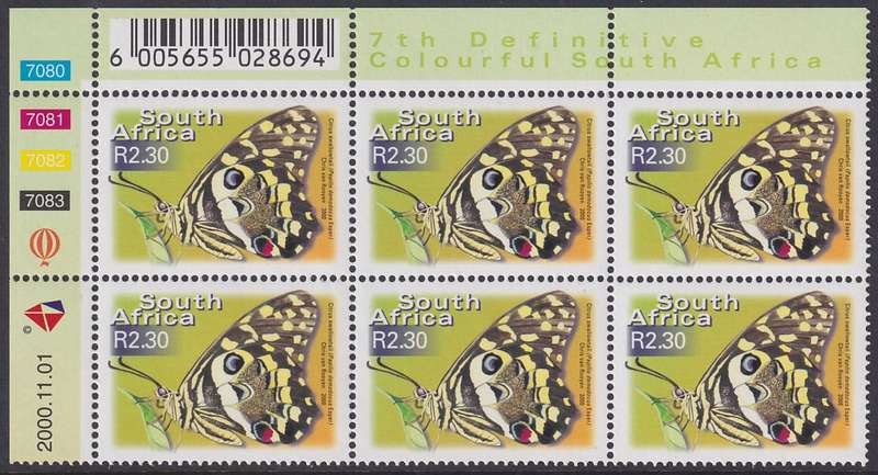 SOUTH AFRICA 2000 7th Definitive R2.30 control block dated 2000.11.01 (SACC 1313, MNH)