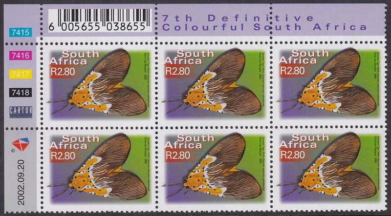 SOUTH AFRICA 2000 7th Definitive R2.80 control block dated 2002.09.20 (SACC 1507, MNH)