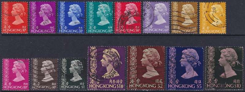 HONG KONG - 1973-1981 QEII Definitives from 10c to $10 (used, £39)