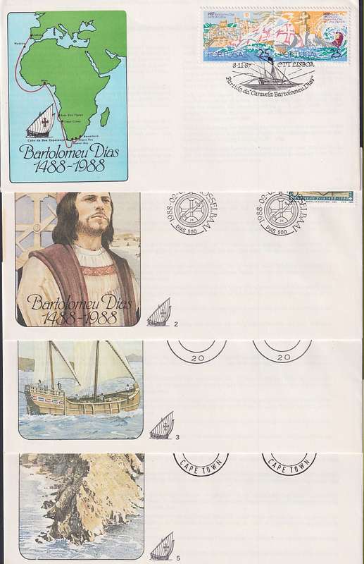 PORTUGAL - 500th Anniversary of Discovery of Cape of Good Hope by Diaz (8 covers + 1 p/card) 4 scans