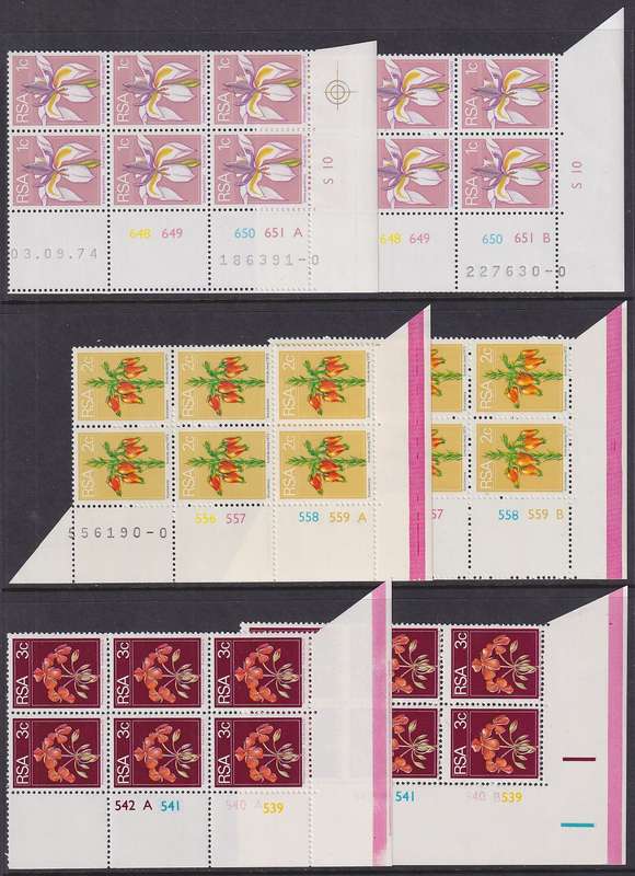 SOUTH AFRICA - 1974 2nd Definitive Series all values in control blocks (MNH)