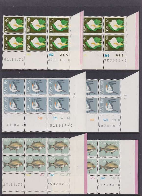 SOUTH AFRICA - 1974 2nd Definitive Series all values in control blocks (MNH)