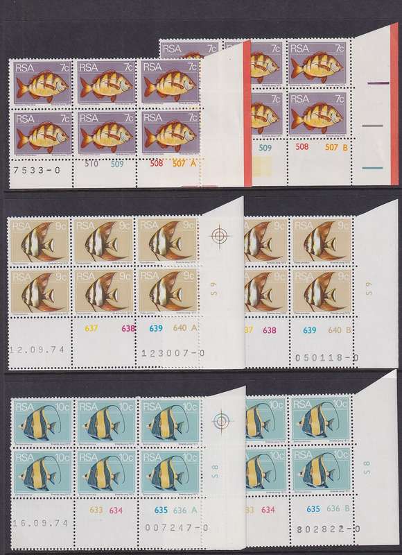 SOUTH AFRICA - 1974 2nd Definitive Series all values in control blocks (MNH)
