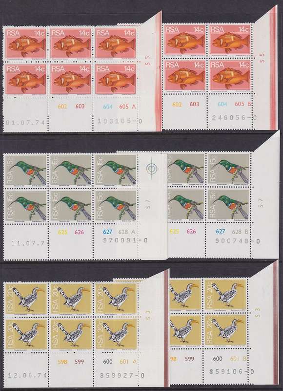 SOUTH AFRICA - 1974 2nd Definitive Series all values in control blocks (MNH)