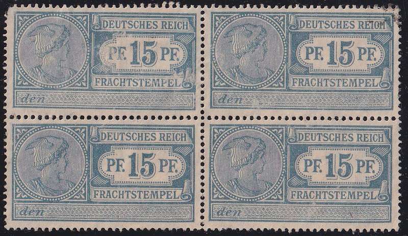 GERMAN EMPIRE block of 4 Freight Stamps