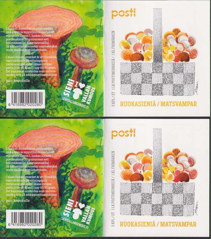 FINLAND - 2016 Edible Mushrooms 2 booklets (used, R360)