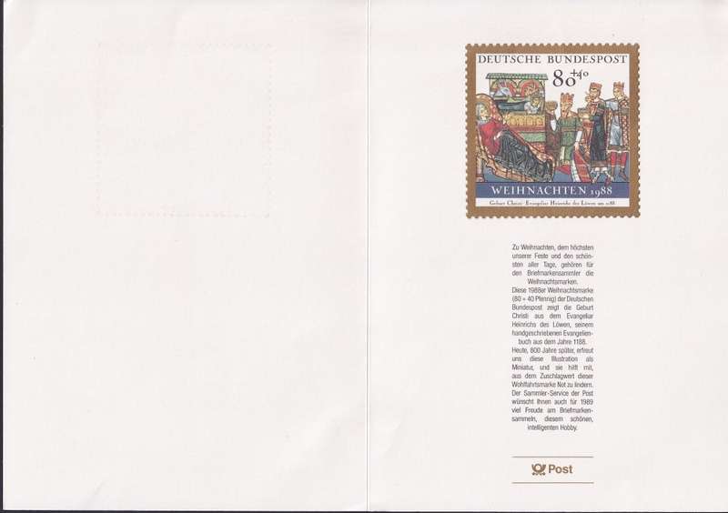 GERMANY -  Deutsche Post 1988 Christmas presentation folder