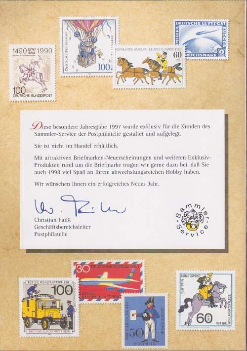 GERMANY -  Deutsche Post 1997 Stamp Day presentation folder