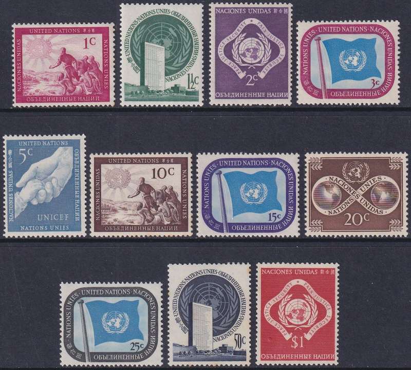 UNITED NATIONS 1951 1st issue SG1-11 (MNH, R350)