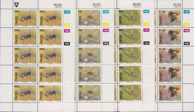 VENDA 1992 Bees complete set of 4 sheets (MNH, R600)