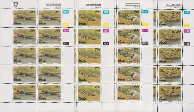 VENDA 1992 Crocodile Farming complete set of 4 sheets (MNH, R850)