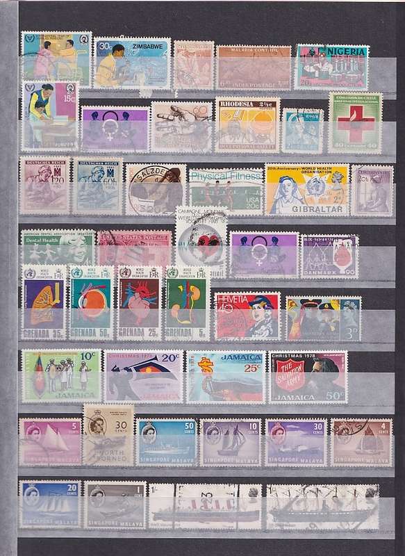 THEMATICS - 12 page stockbook filled with over 400 stamps, too many themes to list (12 scans)