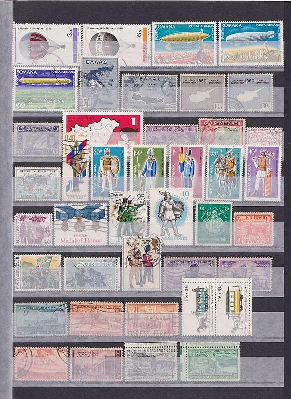 THEMATICS - 12 page stockbook filled with over 400 stamps, too many themes to list (12 scans)