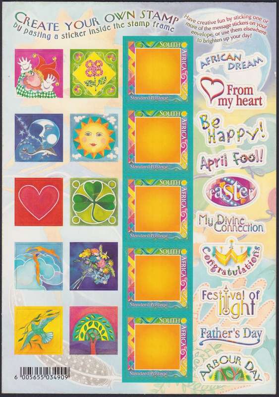 SOUTH AFRICA 2001 "Create your own stamp" sheet, seldom in such good condition