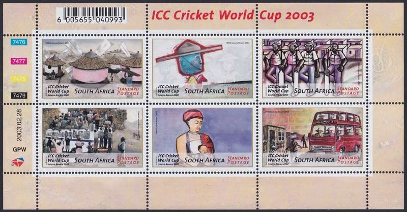 SOUTH AFRICA 2003 ICC Cricket World Cup sheetlet (MNH, R300)